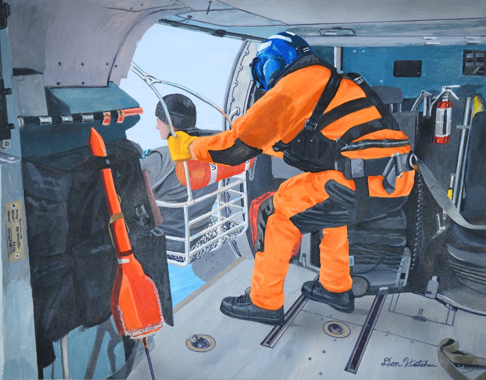US Coast Guard Art Program 2025 Collection, Object Id # 202514, &quot;Rescue from a cruise ship,&quot; Don Hatcher