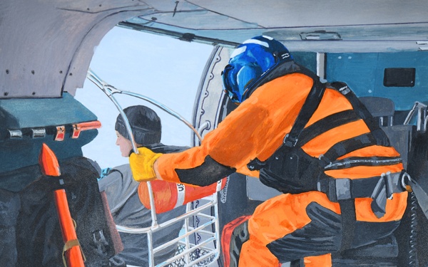 US Coast Guard Art Program 2025 Collection, Object Id # 202514, "Rescue from a cruise ship," Don Hatcher