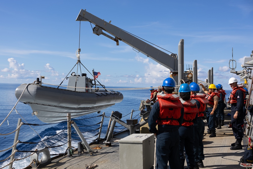 Curtis Wilbur Conducts Man Overboard Drill