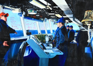 US Coast Guard Art Program 2025 Collection, Object Id # 202517, "Assigning while at sea," Debra Keirce