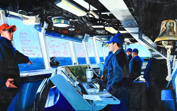US Coast Guard Art Program 2025 Collection, Object Id # 202517, "Assigning while at sea," Debra Keirce