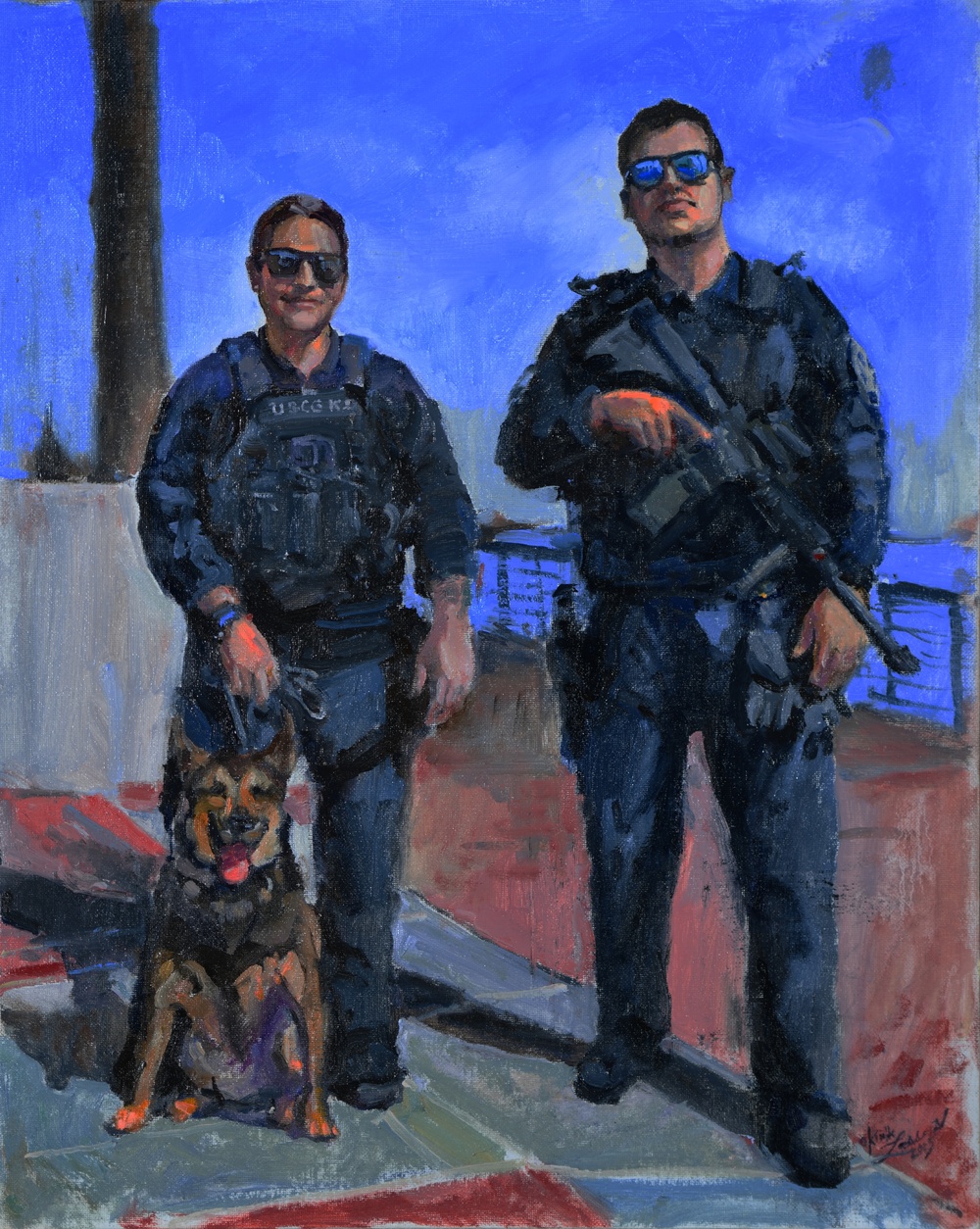 US Coast Guard Art Program 2025 Collection, Object Id # 202519, &quot;Keeping Superbowl LIX safe,&quot; Kirk Larsen