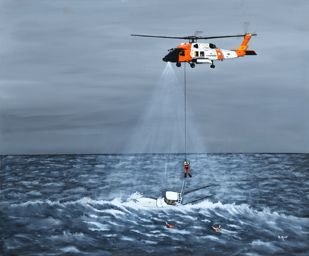 US Coast Guard Art Program 2025 Collection, Object Id # 202521, &quot;Rescue challenge,&quot; Bill Mast