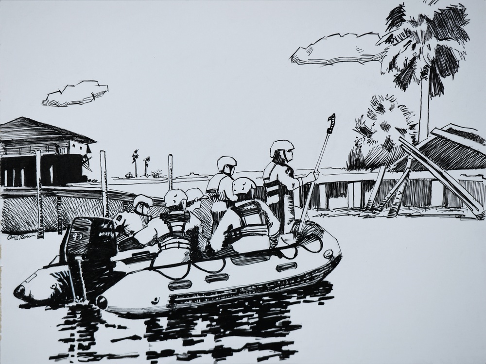 US Coast Guard Art Program 2025 Collection, Object Id # 202526. &quot;The secondary search,&quot; Oscar Romero