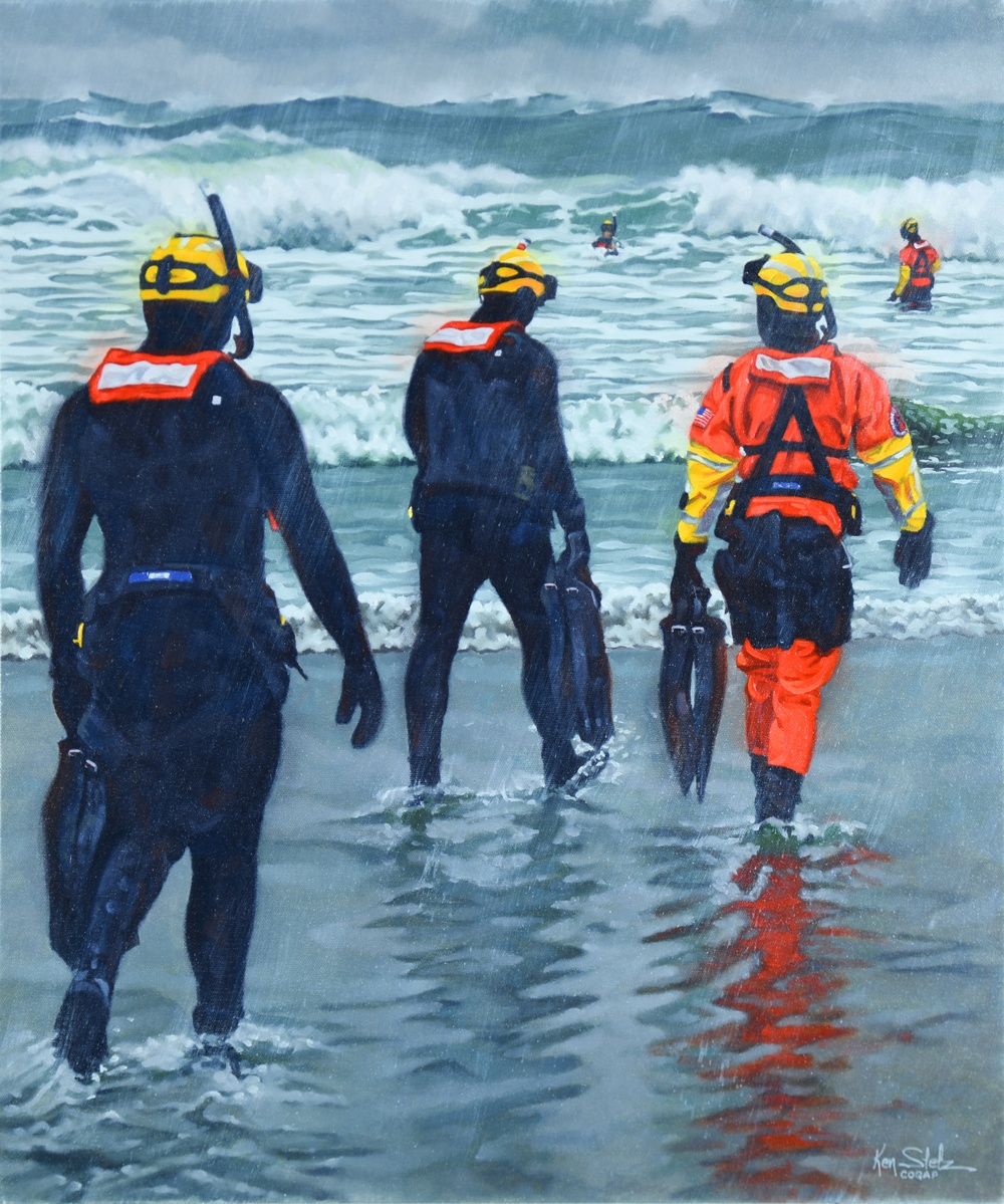 US Coast Guard Art Program 2025 Collection, Object Id # 202527, &quot;Heading into the rip,&quot; Ken Stetz