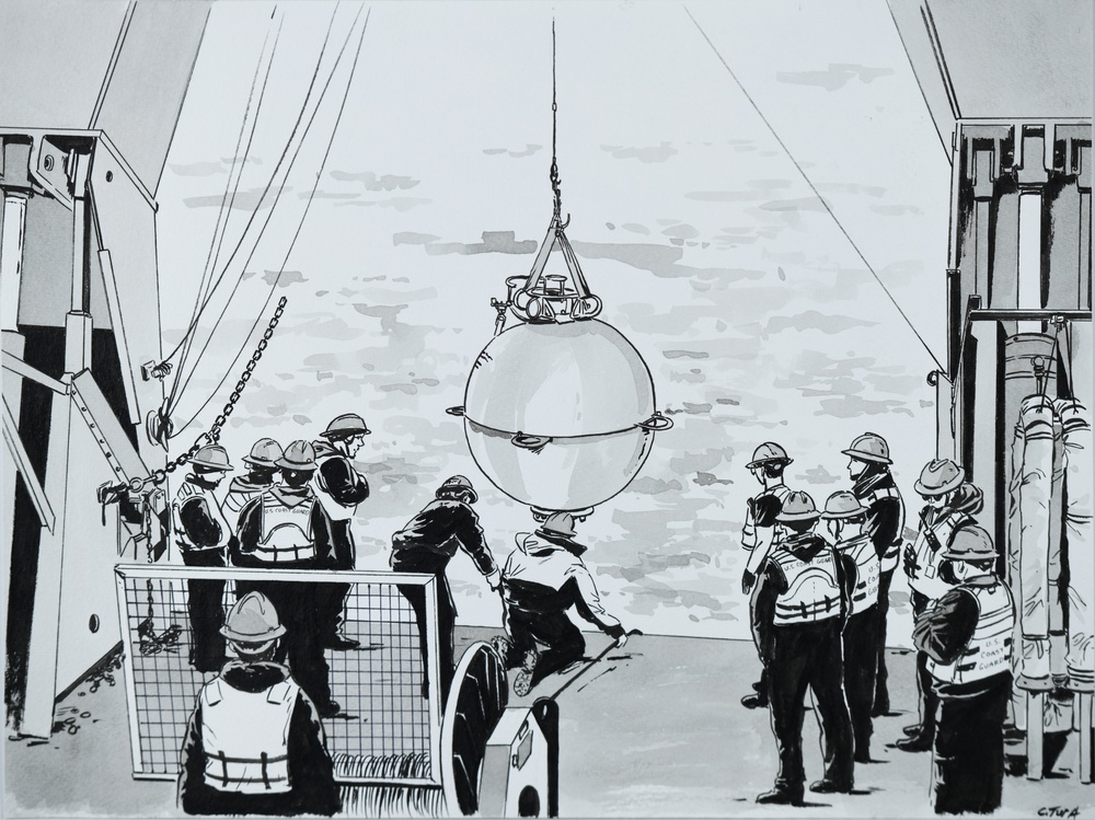 US Coast Guard Art Program 2025 Collection, Object Id # 202529, &quot;Cutter Healy ais scientists,&quot; Christopher Tupa