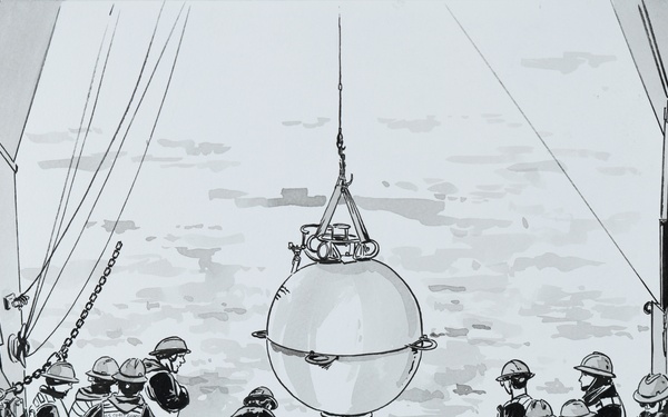 US Coast Guard Art Program 2025 Collection, Object Id # 202529, "Cutter Healy ais scientists," Christopher Tupa