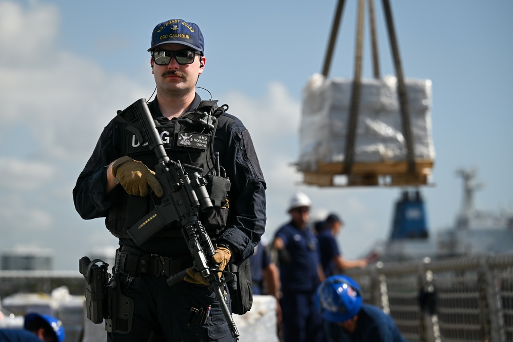 Coast Guard Cutter Calhoun offloads more than $140.9 million in illegal narcotics at Port Everglades