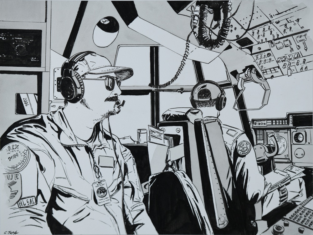 US Coast Guard Art Program 2025 Collection, Object Id # 202530, &quot;Joint search and rescue exercise,&quot; Christopher Tupa