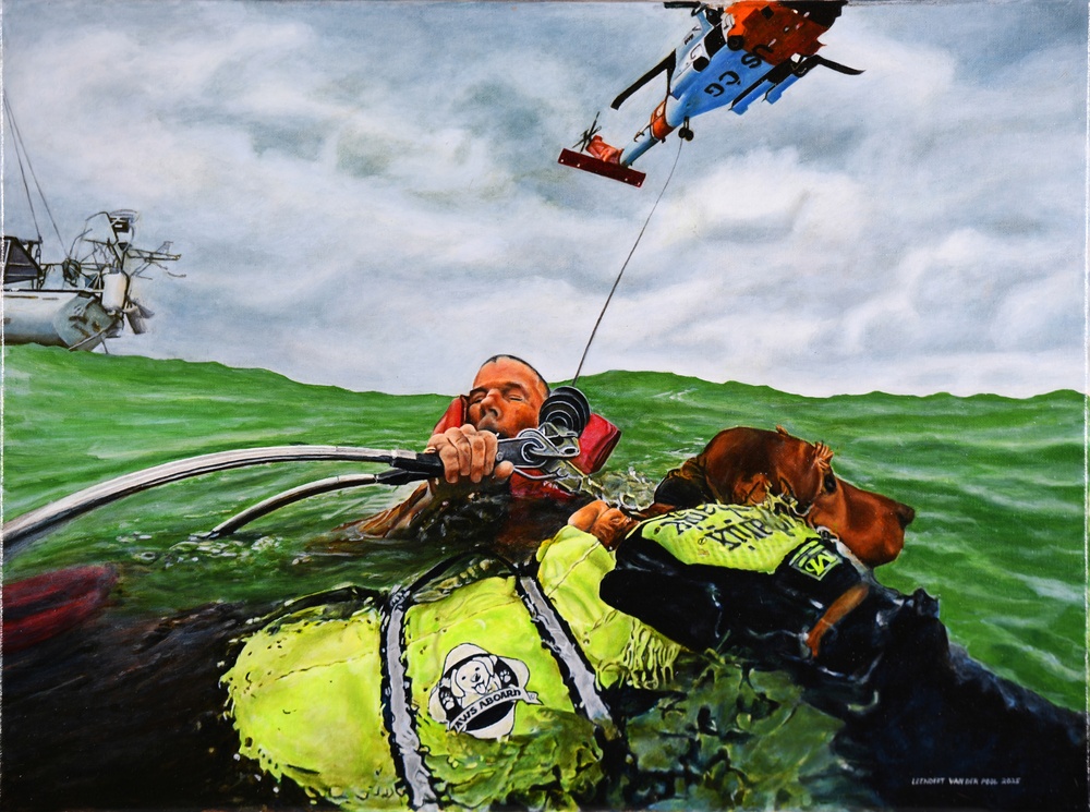 US Coast Guard Art Program 2025 Collection, Object Id # 202531, &quot;Daring rescue,&quot; Leendert van der Pool