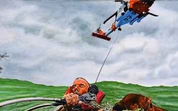 US Coast Guard Art Program 2025 Collection, Object Id # 202531, &quot;Daring rescue,&quot; Leendert van der Pool
