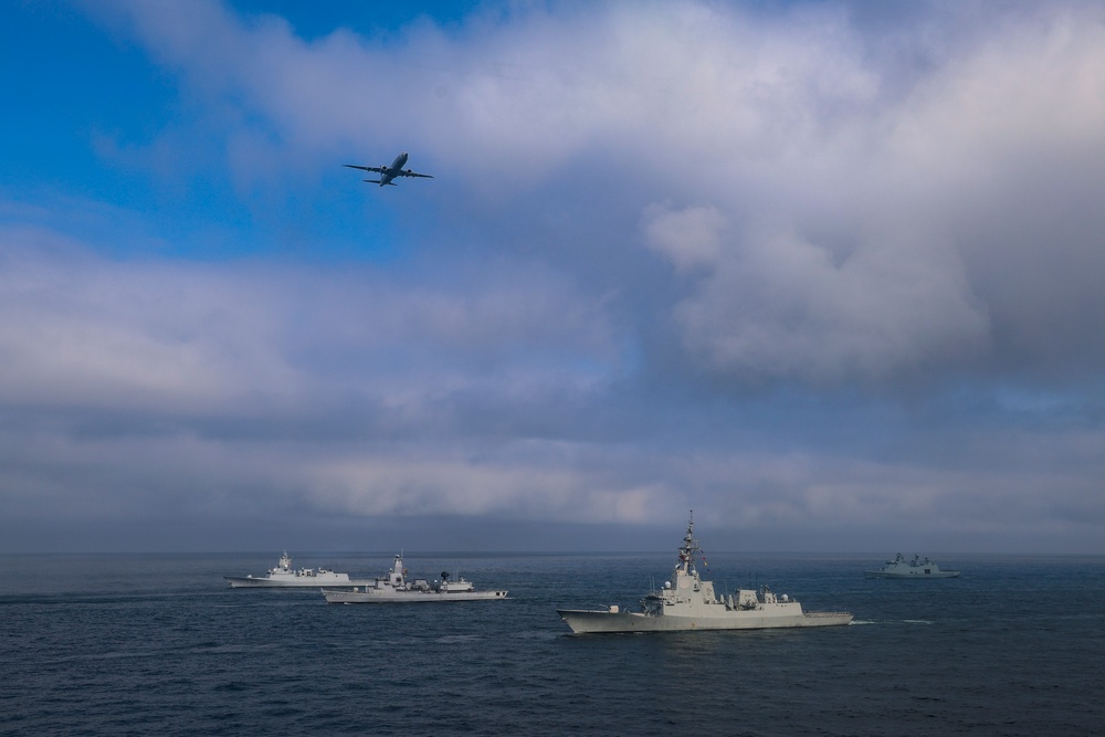The Spanish Armada Alvaro de Bazan-Class frigate ESPS Cristobal Colon (F105) participate in a PHOTOEX
