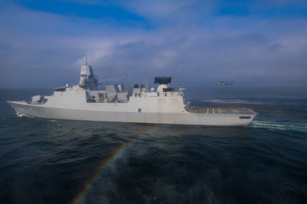 USS Bulkeley (DDG 84) conducts maneuvering exercises alongside the Royal Netherlands Navy De Zeven Provinciën-class frigate HNLMS De Ruyter (F804)