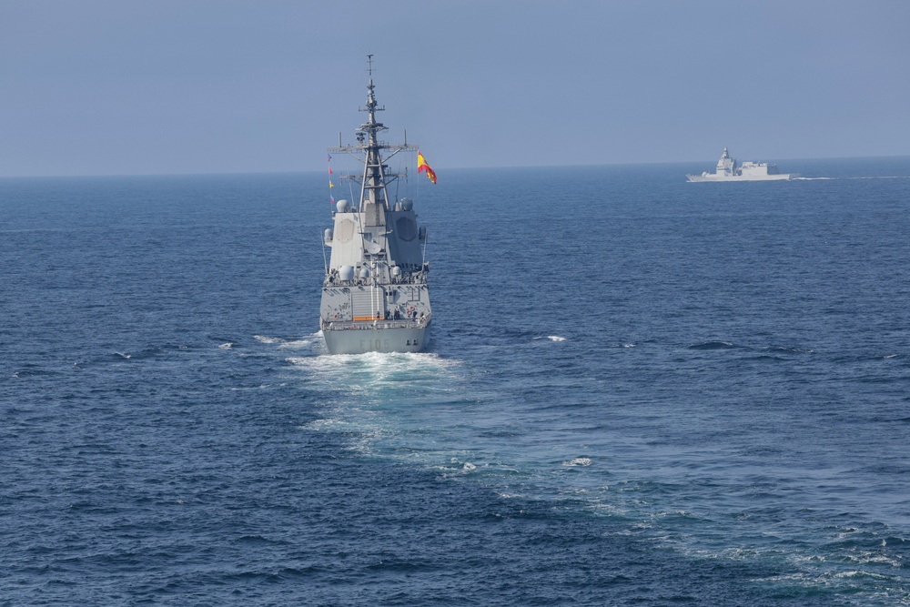 The Spanish Armada Alvaro de Bazan-Class frigate ESPS Cristobal Colon (F105) participates in exercise At-Sea Demonstration (ASD) / Formidable Shield (FS) 2025.