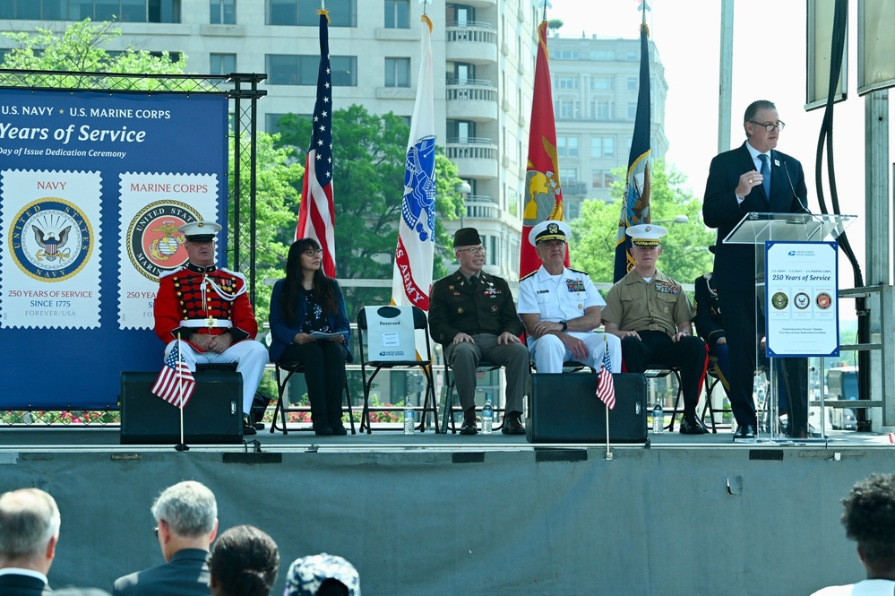 First Day of Issue Dedication Ceremony honors 250th anniversaries of the U.S. Army, U.S. Navy, and U.S. Marine Corps