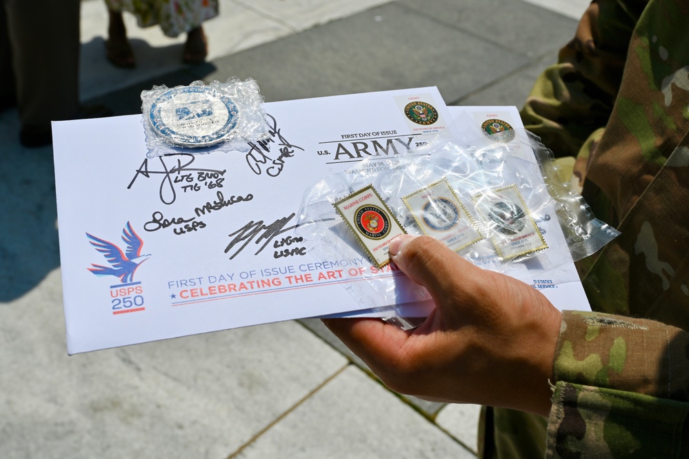 First Day of Issue Dedication Ceremony honors 250th anniversaries of the U.S. Army, U.S. Navy, and U.S. Marine Corps