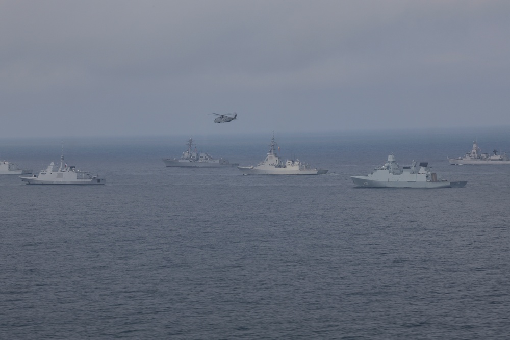 Allied nations of NATO commence maneuvering formations during exercise At-Sea Demonstration (ASD) / Formidable Shield (FS) 2025.