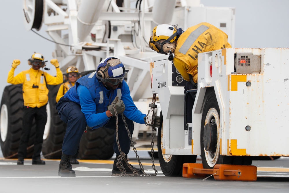 Tripoli Sailors Conduct Flight Deck Fire-Fighting Drill