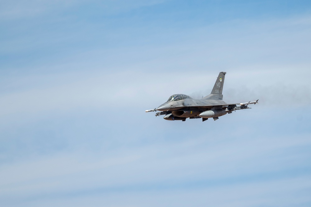 F-16 Fighting Falcons perform range operations