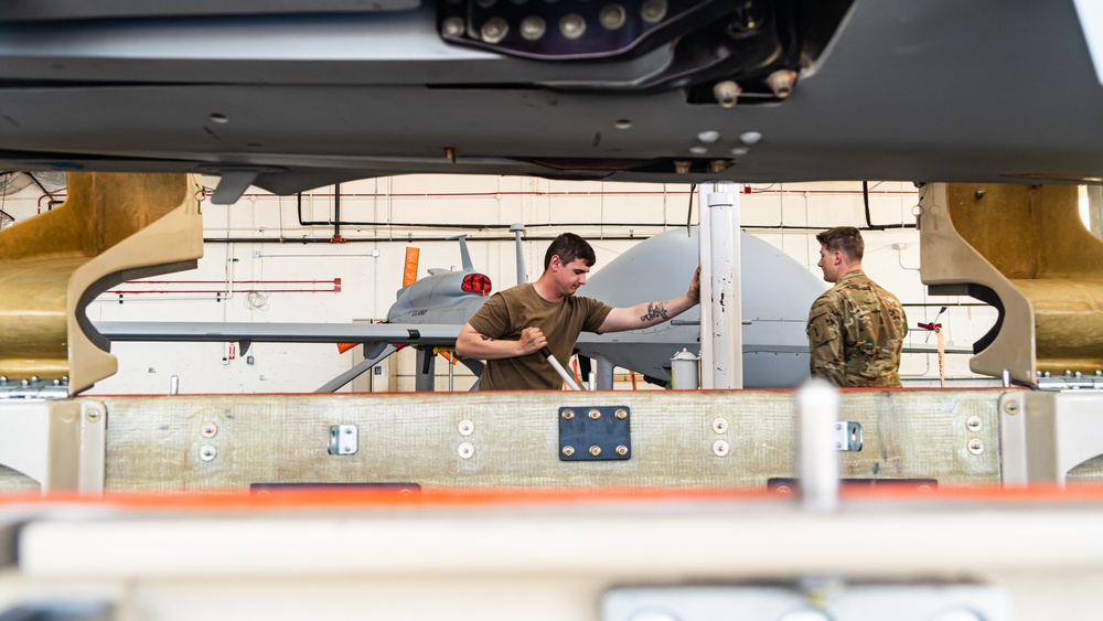 Foxtrot Company, 1st Aviation Regiment, construct the MQ-1 Gray Eagle