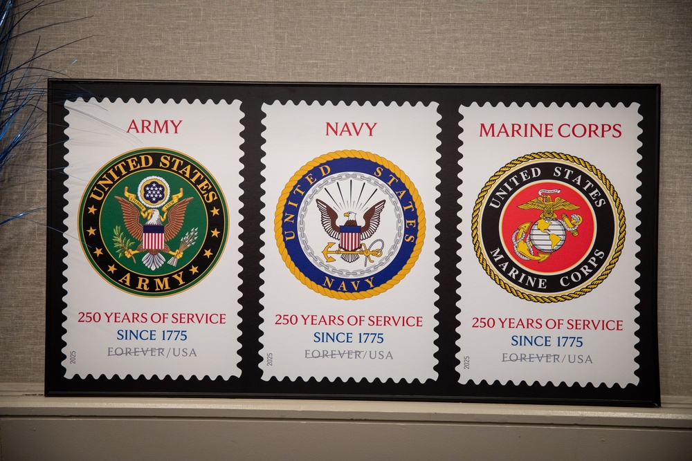 On May 16, 2025, Marine Band vocalist Master Gunnery Sgt. Kevin Bennear performed “The Star-Spangled Banner” at a First Day of Issue Dedication Ceremony for new postage stamps commemorating the 250th anniversaries of the U.S. Army, Navy and Marine Corps.