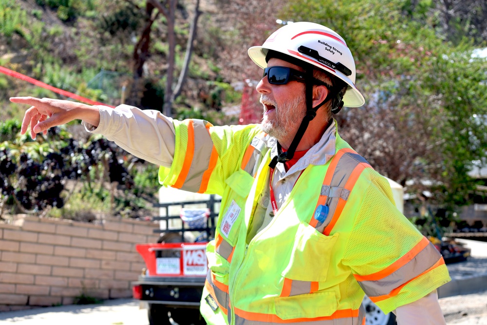 USACE Command Sergeant Major Douglas Galick visits the fire-impacted area in the Pacific Palisades