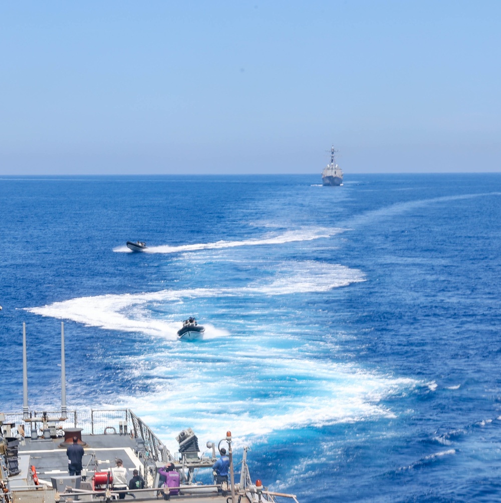 USS The Sullivans Participates in operations with NATO Allies.