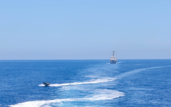 USS The Sullivans Participates in operations with NATO Allies.