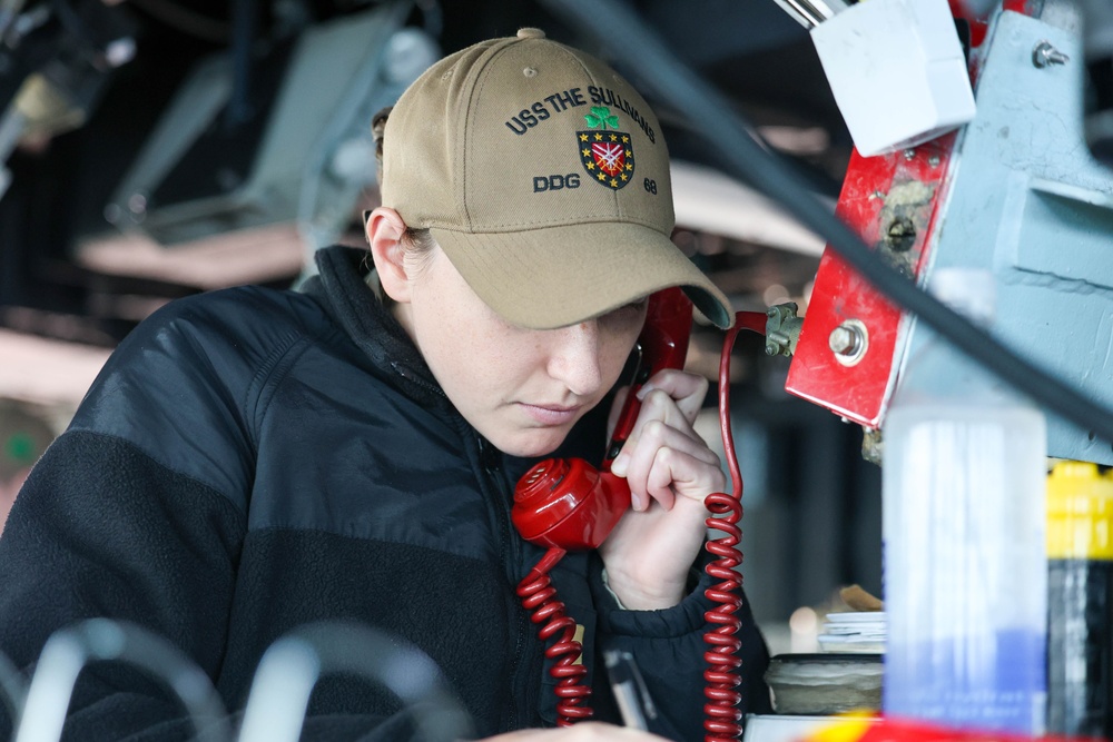 USS The Sullivans Participates in operations with NATO Allies.