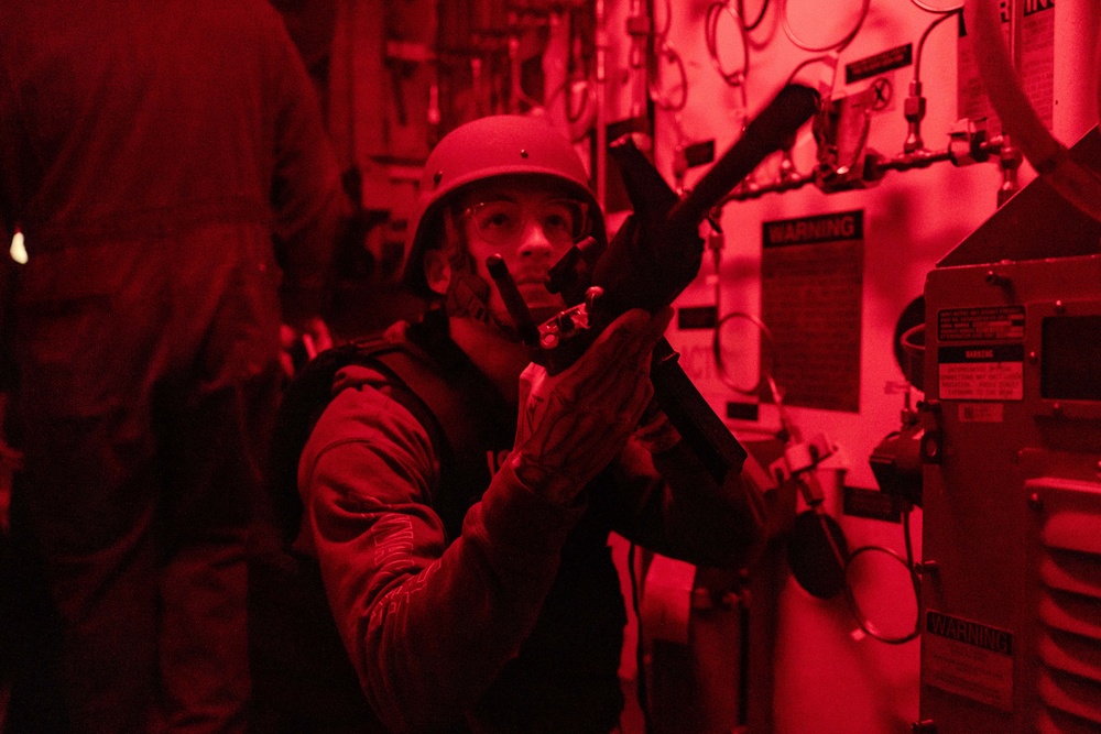 USS Ralph Johnson conducts Anti-terrorism Training while underway in the Indian Ocean