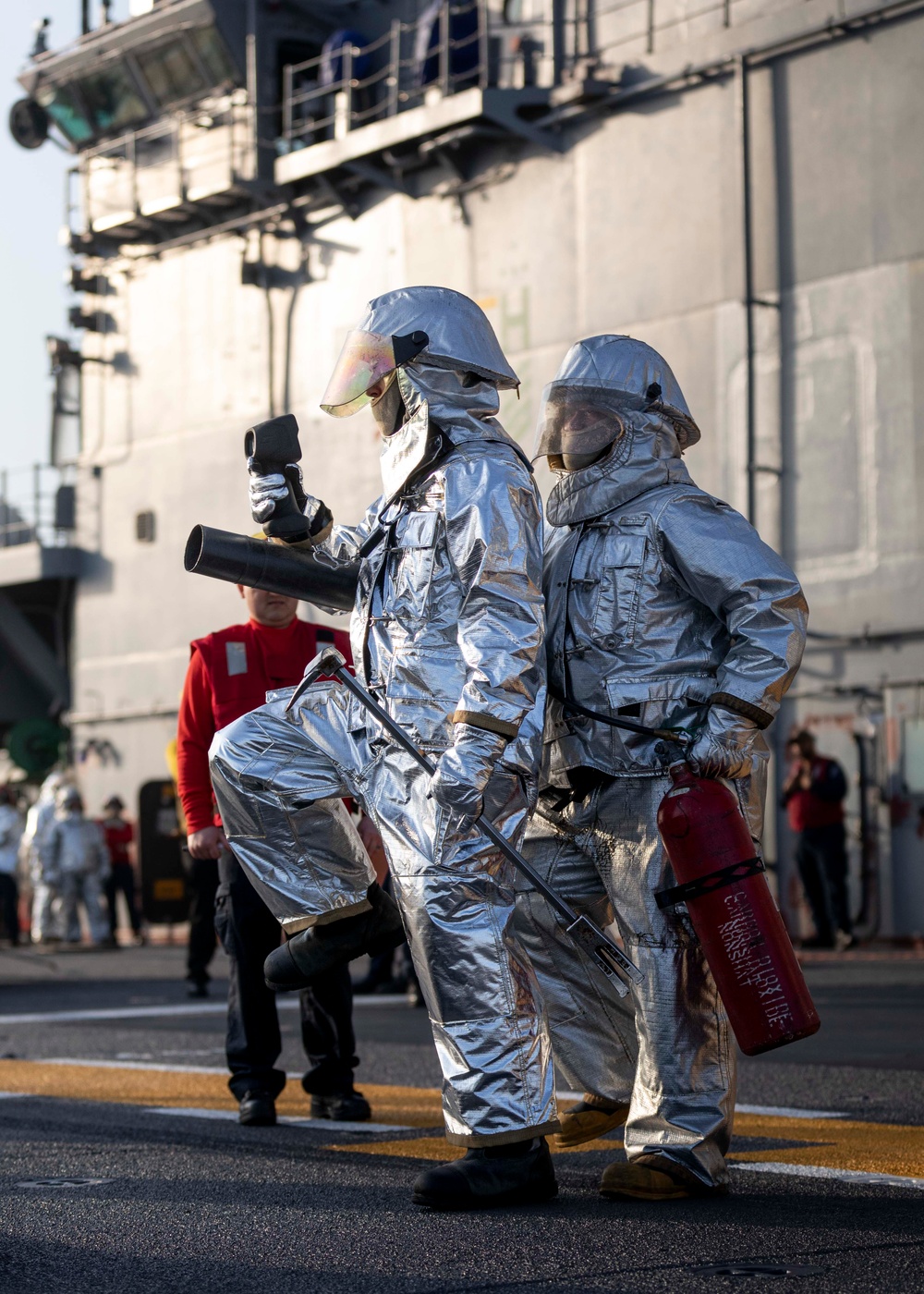 Kearsarge Sailors Conduct Flight Deck Firefighting