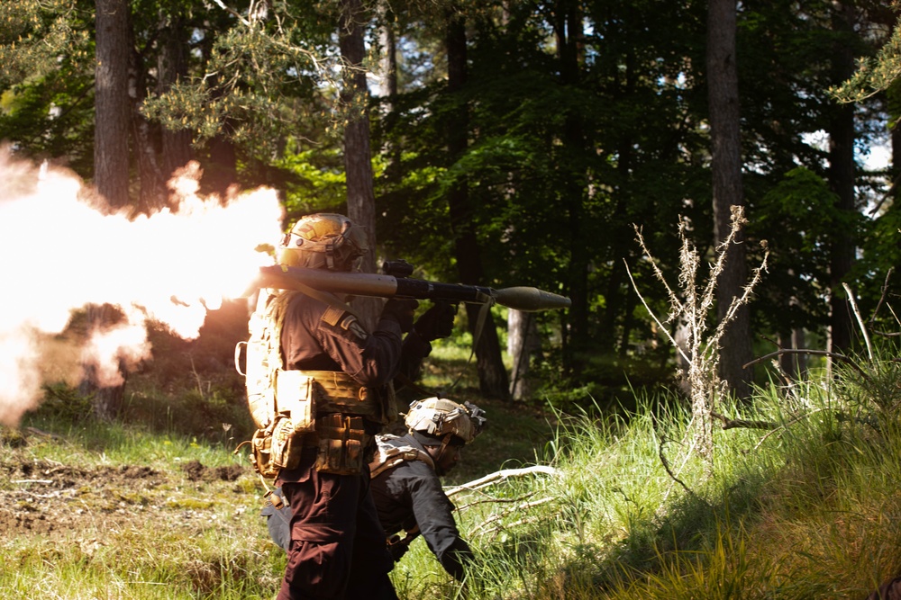 Soldier fires Rocket-Propelled Grenade during Combined Resolve 25-2 (CbR 25-2)