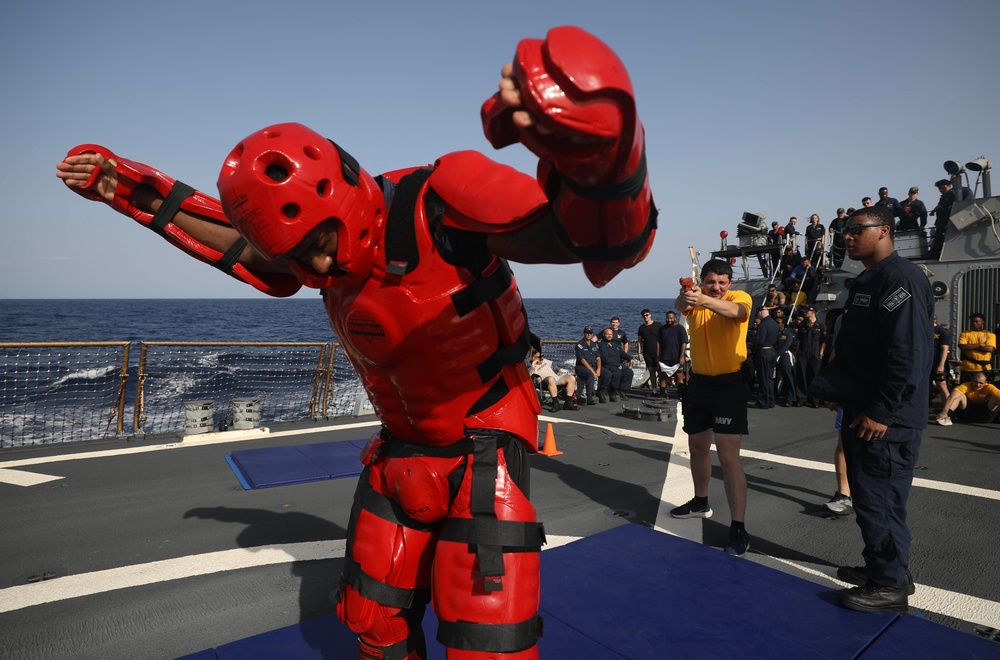 USS Milius conducts operations in the U.S. Central Command area of responsibility as part of the Carl Vinson Carrier Strike Group