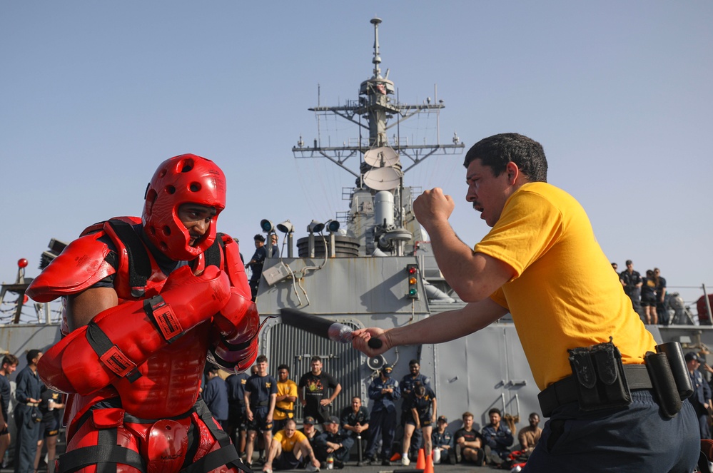 USS Milius conducts operations in the U.S. Central Command area of responsibility as part of the Carl Vinson Carrier Strike Group