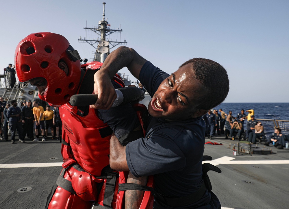 USS Milius conducts operations in the U.S. Central Command area of responsibility as part of the Carl Vinson Carrier Strike Group