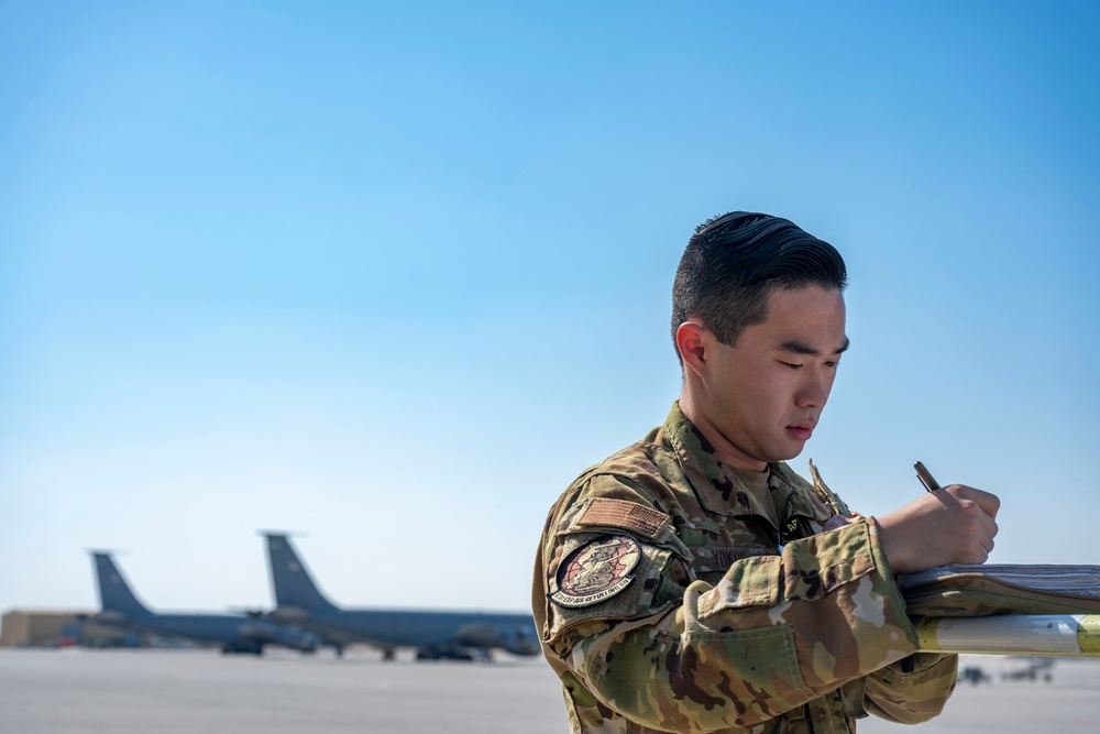 Stratotanker Fueling Up Strike Eagles