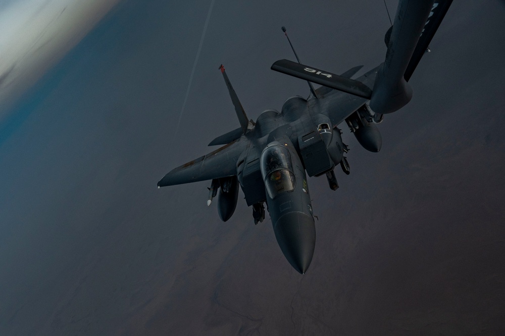 Stratotanker Fueling Up Strike Eagles