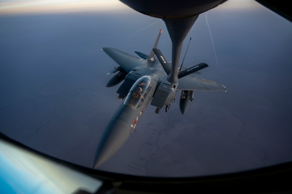 Stratotanker Fueling Up Strike Eagles