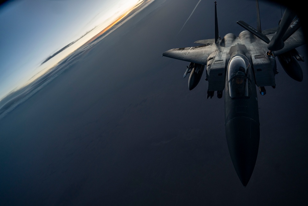 Stratotanker Fueling Up Strike Eagles