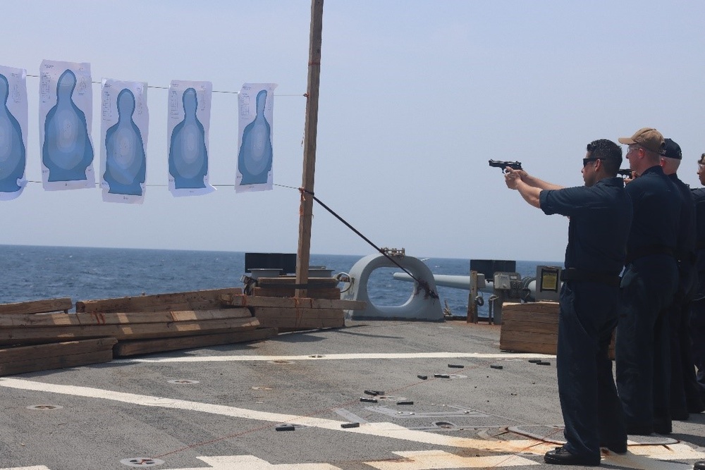 Sailors Conduct Small Arms Qualifications on USS Gonzalez (DDG 66)