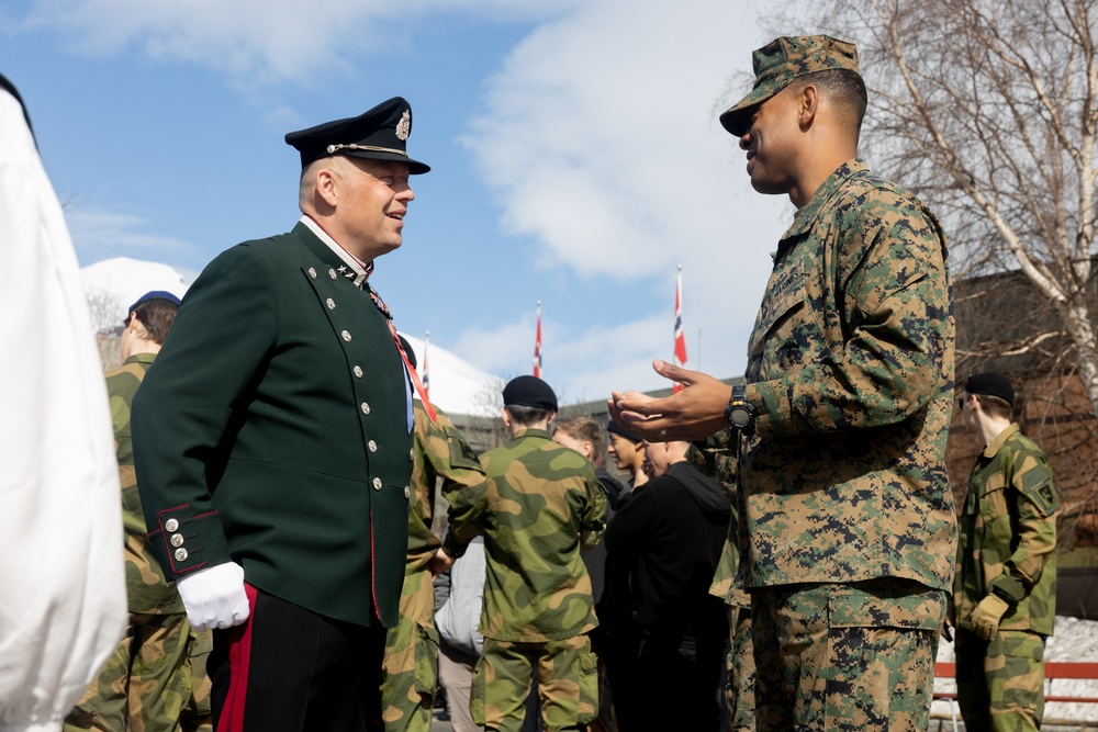 U.S. Marines Walk in Norway Constitution Day Parade