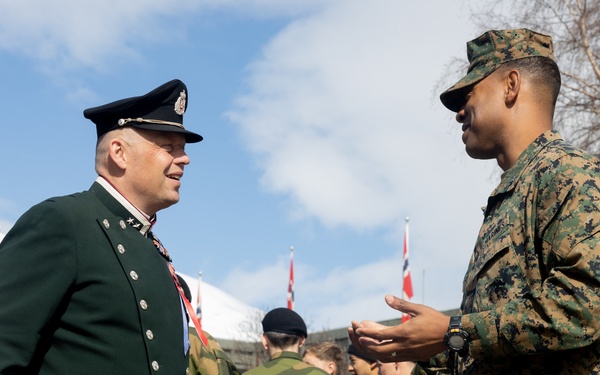 U.S. Marines Walk in Norway Constitution Day Parade