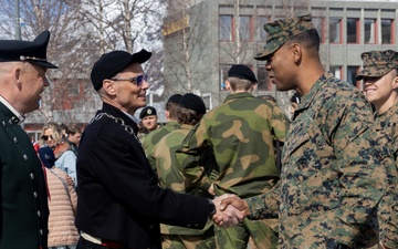 U.S. Marines Walk in Norway Constitution Day Parade