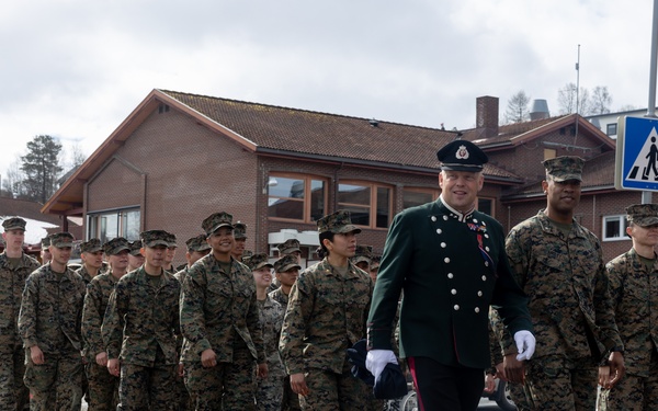 U.S. Marines Walk in Norway Constitution Day Parade