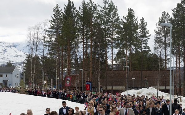 U.S. Marines Walk in Norway Constitution Day Parade