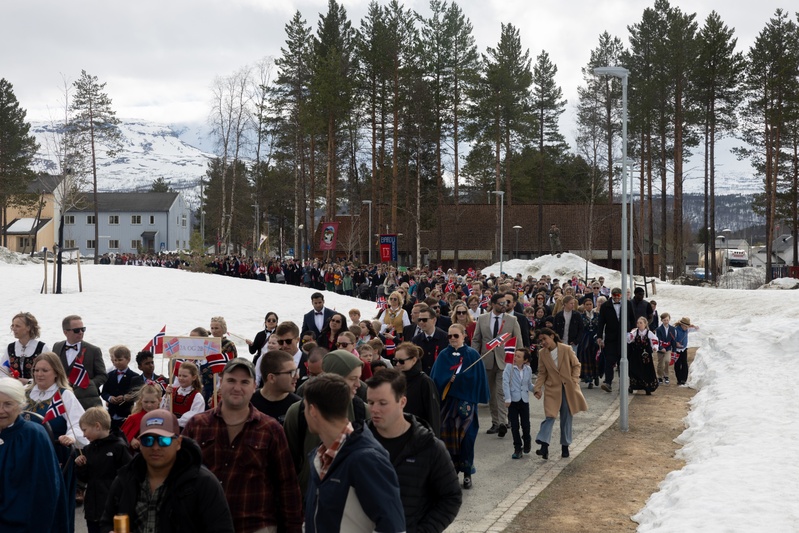 U.S. Marines Walk in Norway Constitution Day Parade
