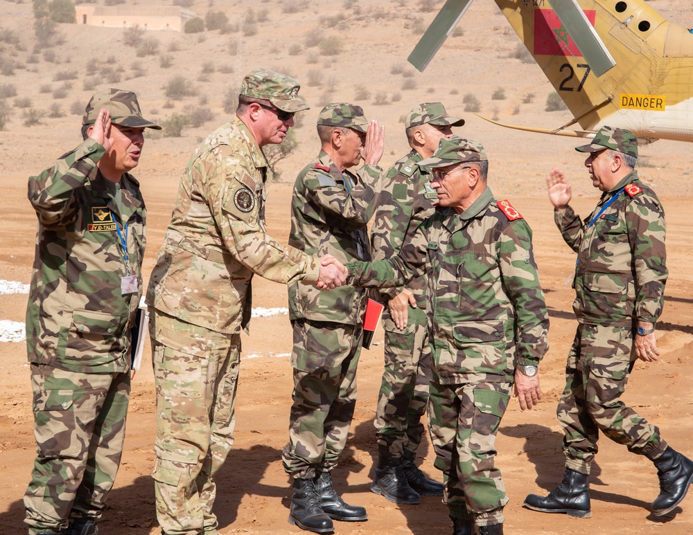 Morocco General Mohamed Benlouali visits medical mission at African Lion 2025