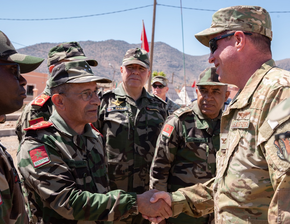 Morocco General Mohamed Benlouali visits medical mission at African Lion 2025