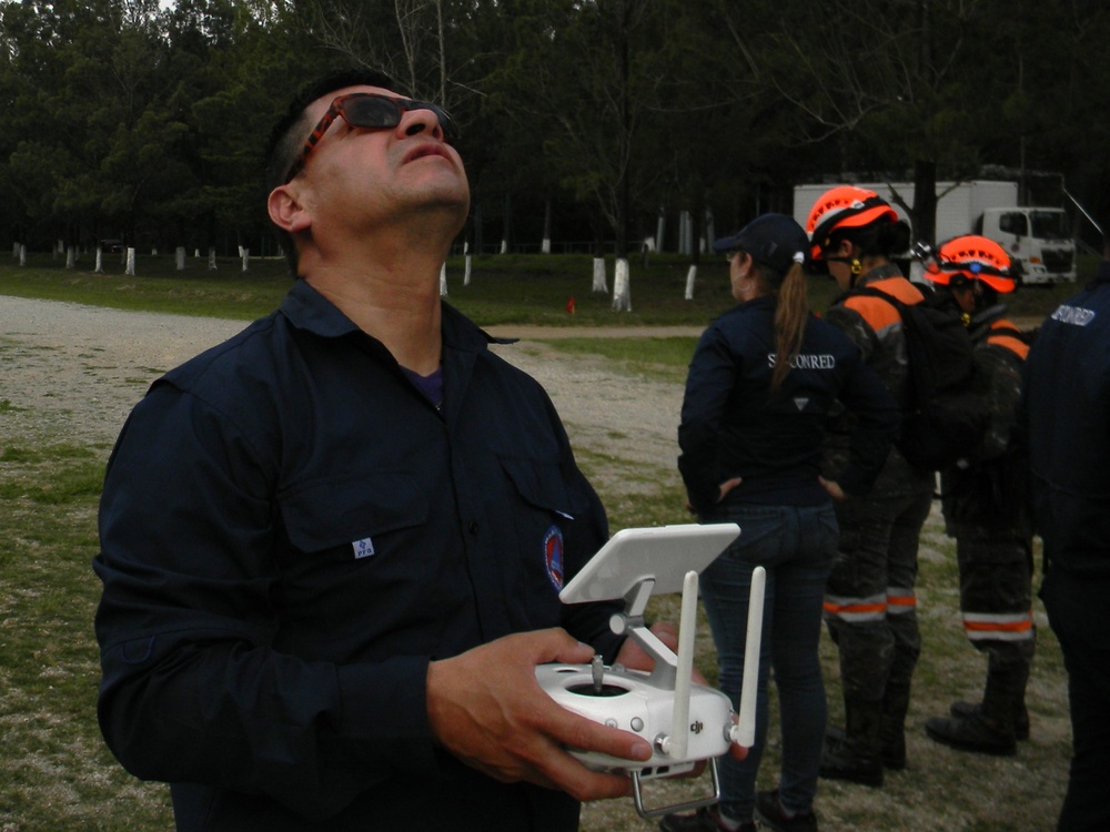 CONRED and the Guatemalan Army's humanitarian assistance brigade conduct drone exercise