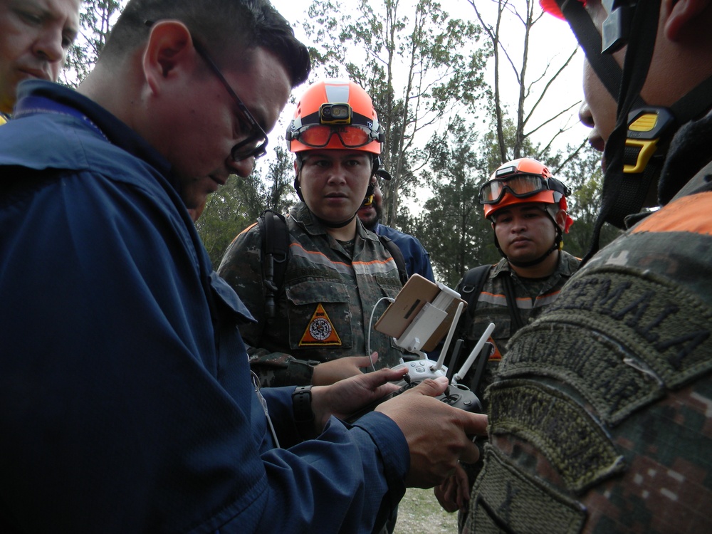 CONRED and the Guatemalan Army's humanitarian assistance brigade conduct drone exercise